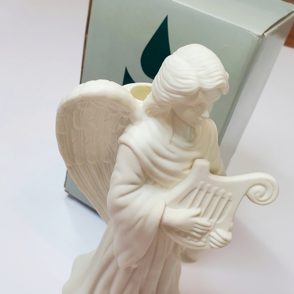 Large Ivory 👼🎄 Harp ANGEL - Candle Holder Christmas Partylite Box Mint Cond - Picture 2 of 12
